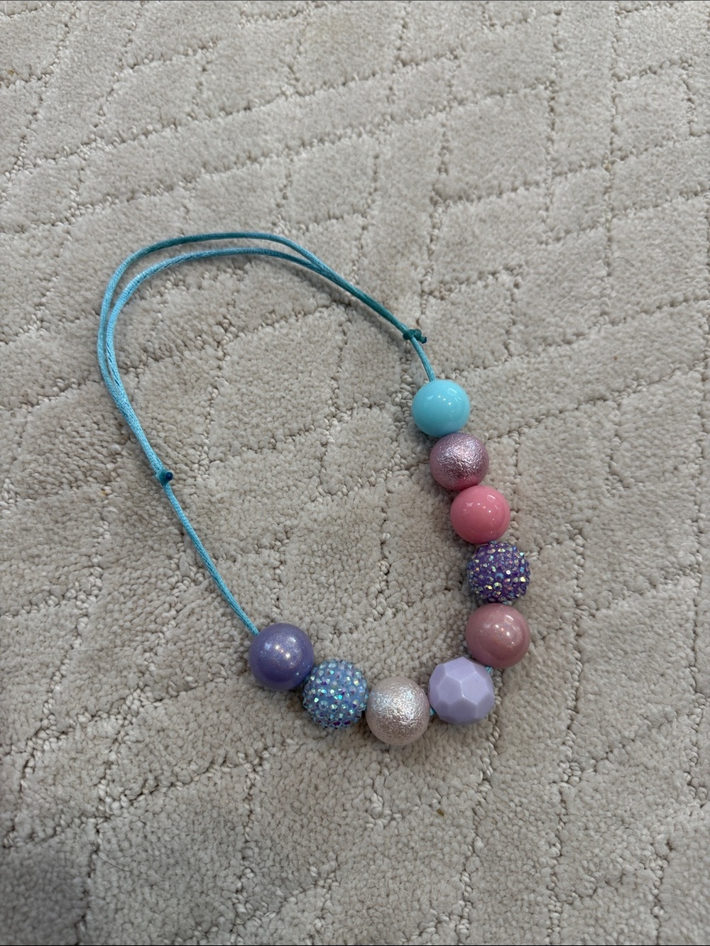 Kids Beaded Necklace in Blue, Purple & Pink - Brand: